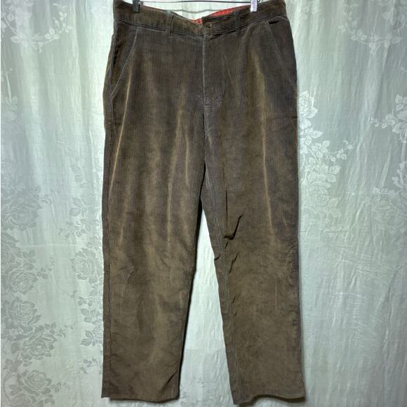 Robert Graham Corduroy Pants 36 Brown Navy Blue Baggy Wide Leg Y2K - Picture 1 of 12